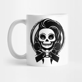 Female Detectorist Skull and Detector Black Logo Mug